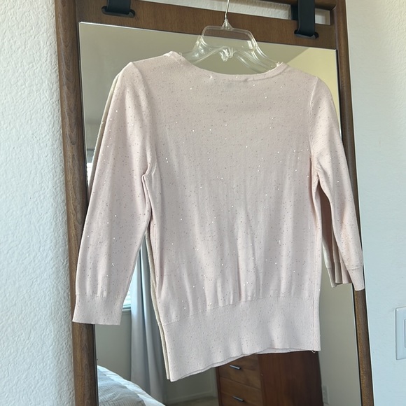 WHBM Blush Pink Sparkle V Neck Cardigan - Picture 2 of 2